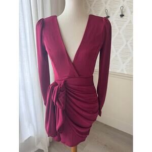 Dao Chloe Dao Women’s Small Fuchsia Ruffle Backless Cocktail Party Mini Dress